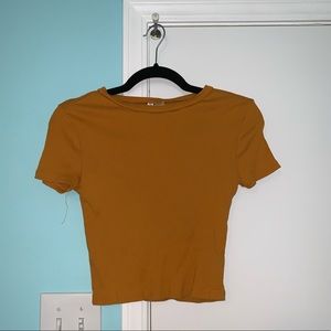 orange/mustard yellow crop top
